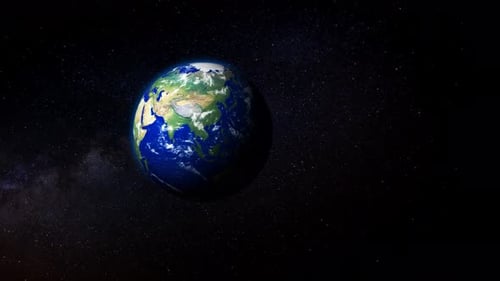 3D-Erde rotiert im Weltraum mit Sternen