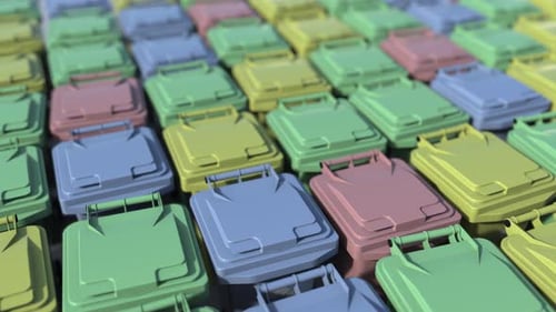 Animated Recycling Bins Opening and Closing Pattern