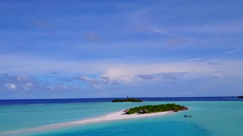 Drone view abstract of marine resort beach break by sea with sand background