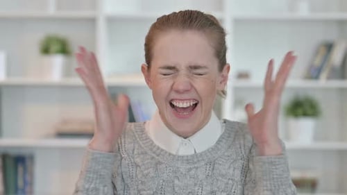 Frustrated Woman Yelling Indoors