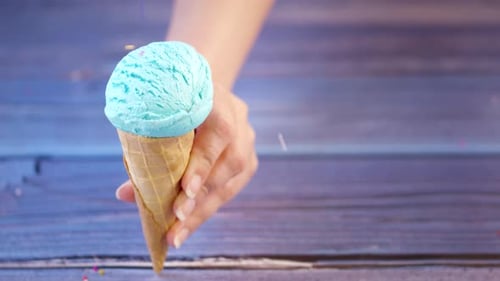 Blue Ice Cream Cone with Colorful Sprinkles