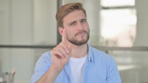 Portrait of No Sign By Young Creative Man By Finger