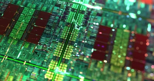 Futuristic Microchip Processor with Glowing Data Flow