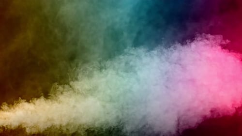 Colorful Billowing Smoke on Black Background