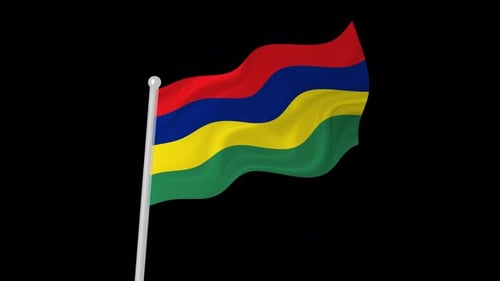 Mauritius National Flag Waving Loop Animation
