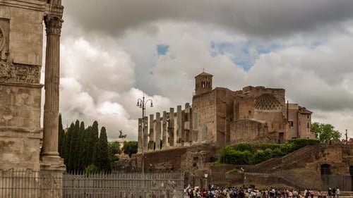 4K Timelapse Temple of Venus and Rome, Rome, Italy
