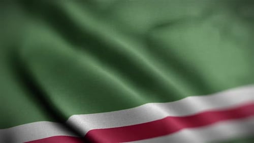 Realistic Green Fabric Flag Waving in Slow Motion