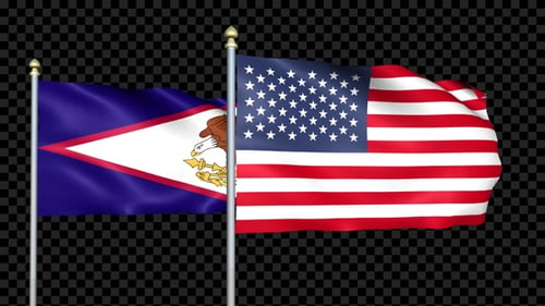 Las banderas de los dos países de Estados Unidos y Samoa Americana ondean