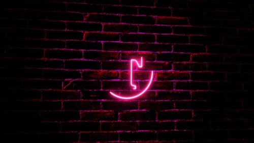 Neon Pink Letter T Reveal Animation on Dark Brick Wall