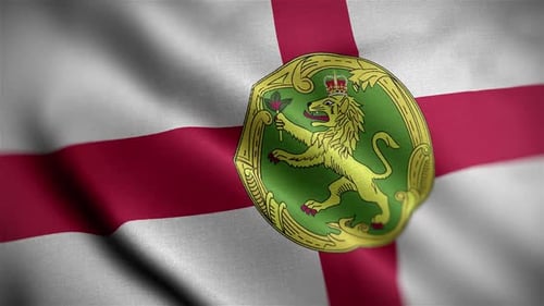 Waving Flag of Guernsey with Alderney Emblem