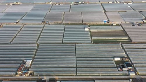 Aerial View of Greenhouses in a Rural Setting