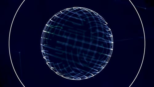 Futuristic Rotating Digital Globe with Connecting Lines