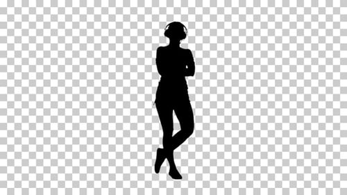 Silhouette Jeune femme portant un casque, Alpha Channel.