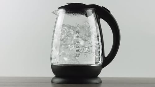 Water Boiling in a Glass Electric Kettle