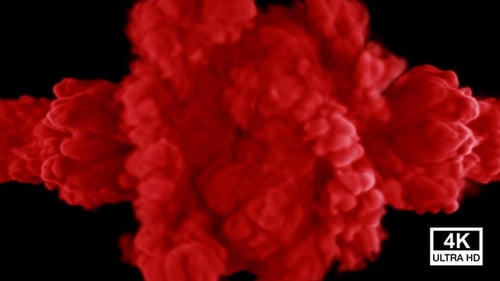 Collision de deux flux de fumée de couleur rouge et dissipation 4K