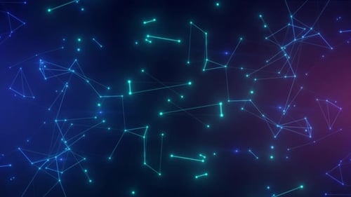 Technologic network background, Digital Glowing Blue Plexus Line Flying On Gradient Red And Blue