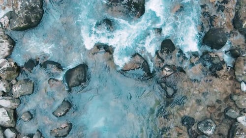 Aerial Top View of a Mountain River