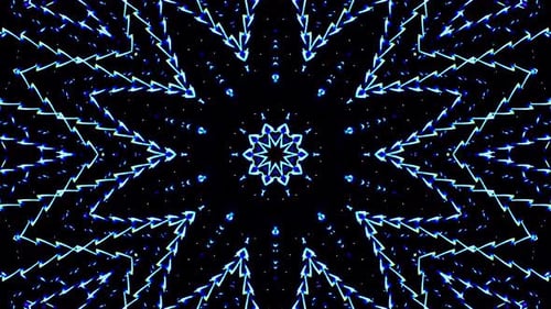 Blue Neon Geometric Kaleidoscope Light Particle Animation