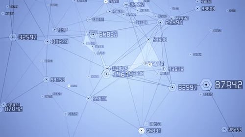 Animated Technology Network with Data Connections and Hexagons