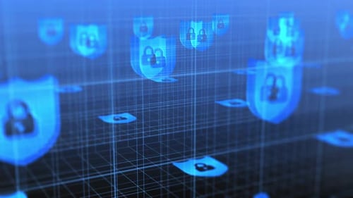 Digital Security Network Shield and User Icons Background