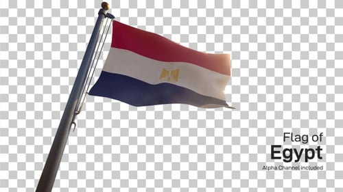 Realistic Egyptian Flag Waving Seamless Loop on Transparent Background