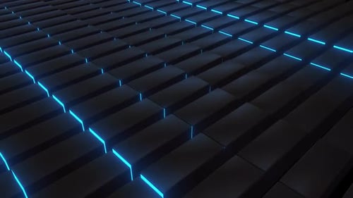 Futuristic Abstract Grid Blocks with Glowing Neon Lines Loop