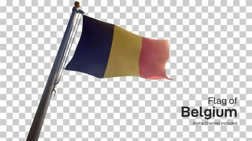 National Flag Waving on Flagpole with Transparent Background