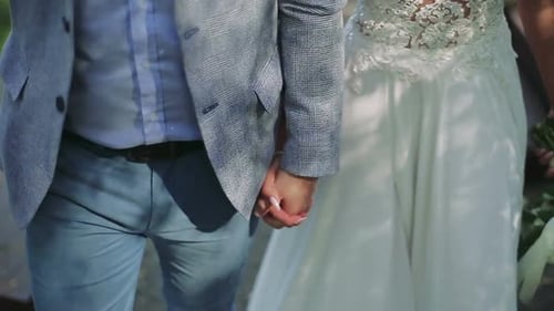 Novios tomados de la mano