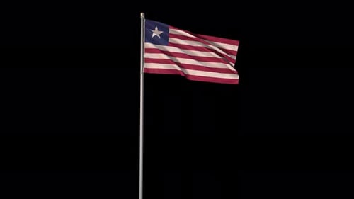 Waving Liberia Flag on Flagpole Loop