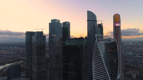 Business Center Moscow City. Aerial, Dron Shoot.