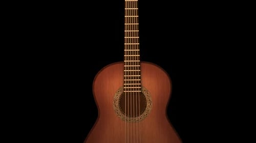 Realistic Acoustic Guitar Rotation on Black Background