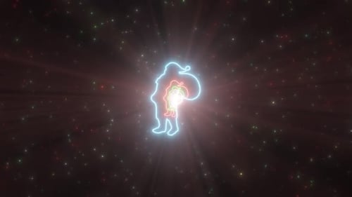 Santa Claus Shape Christmas Holiday Outline Glow Neon Lights Tunnel