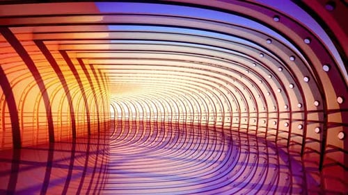 Inspiring Sci-Fi navy blue corridor of infinity in endless walk-through clip. HD