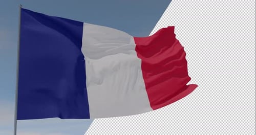 Waving French Flag Realistic Animation