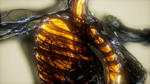 3D Animation of Glowing Human Anatomy and Neural Connections