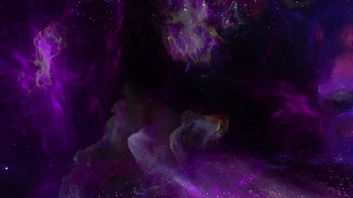 Abstract Flying Through Purple Nebula Space Background