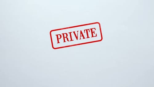 Private Seal Stamped on Blank Paper Background, Access Restricted, Secret