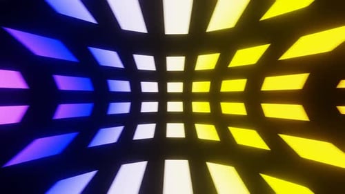 Seamless Looping Animation of a Neon Geometric Tunnel with Changing Colors