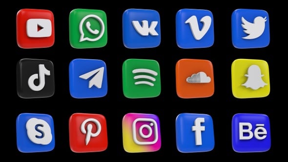 Animated 3D Social Icons