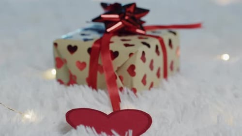 Heart Wrapped Present with Ribbon and Bow