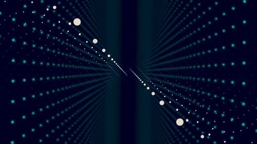 Many lines of dots moving and spinning, 3D abstraction, seamless loop