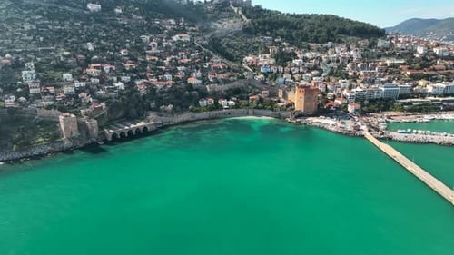Alanya Schloss Alanya Kalesi Luftbild 4K