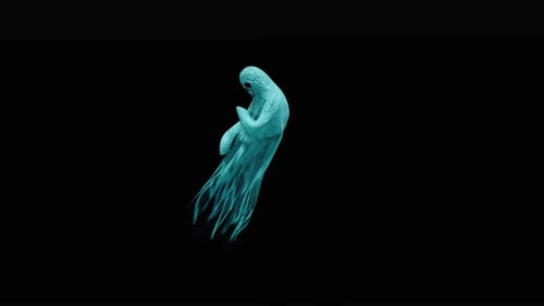 Animated Cyan Ghost with Skull Face for Spooky Content