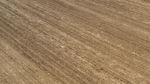 Aerial View of Freshly Tilled Rural Field