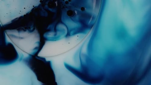 Abstract Blue and White Liquid Macro Shot