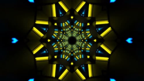 Blue And Yellow Neon Lights Tunnel Loop