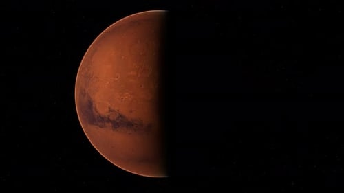Realistic Mars Planet Rotation in Deep Space