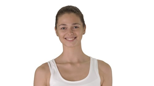 Smiling Young Adult Woman on White Background