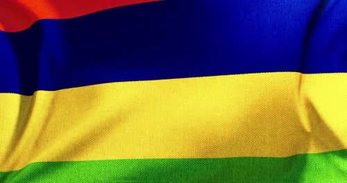 Waving Flag Background with Red Blue Yellow Green Stripes