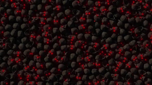 Dark Skulls with Red Eyes Spooky Looping Background